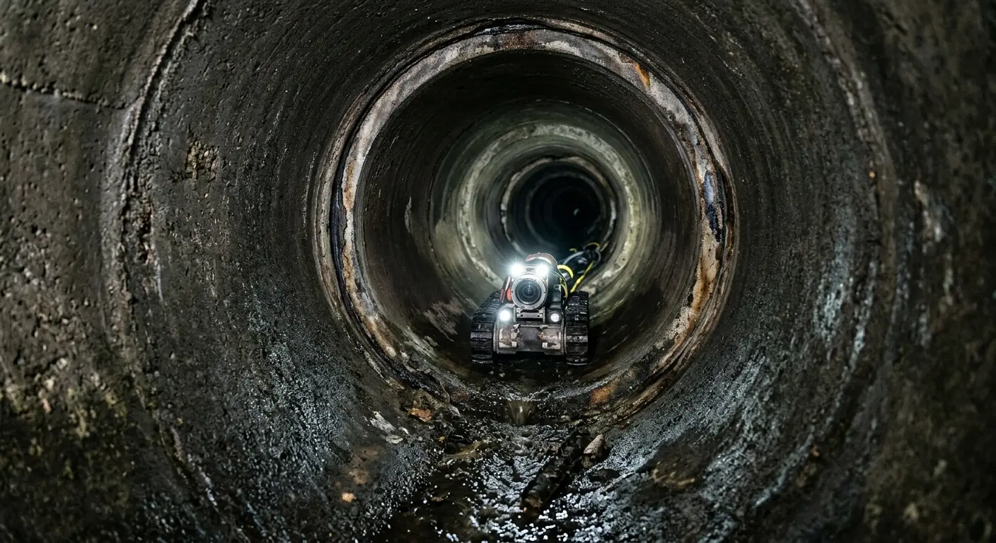 Robotic sewer camera inspecting pipe interior for Sewer Line Repair in Guadalupe